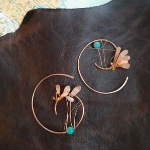 Copper Wire Flower Earrings